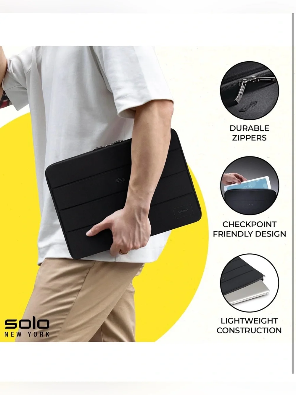 Solo New York 15.6” Bond Laptop Sleeve Black NWT